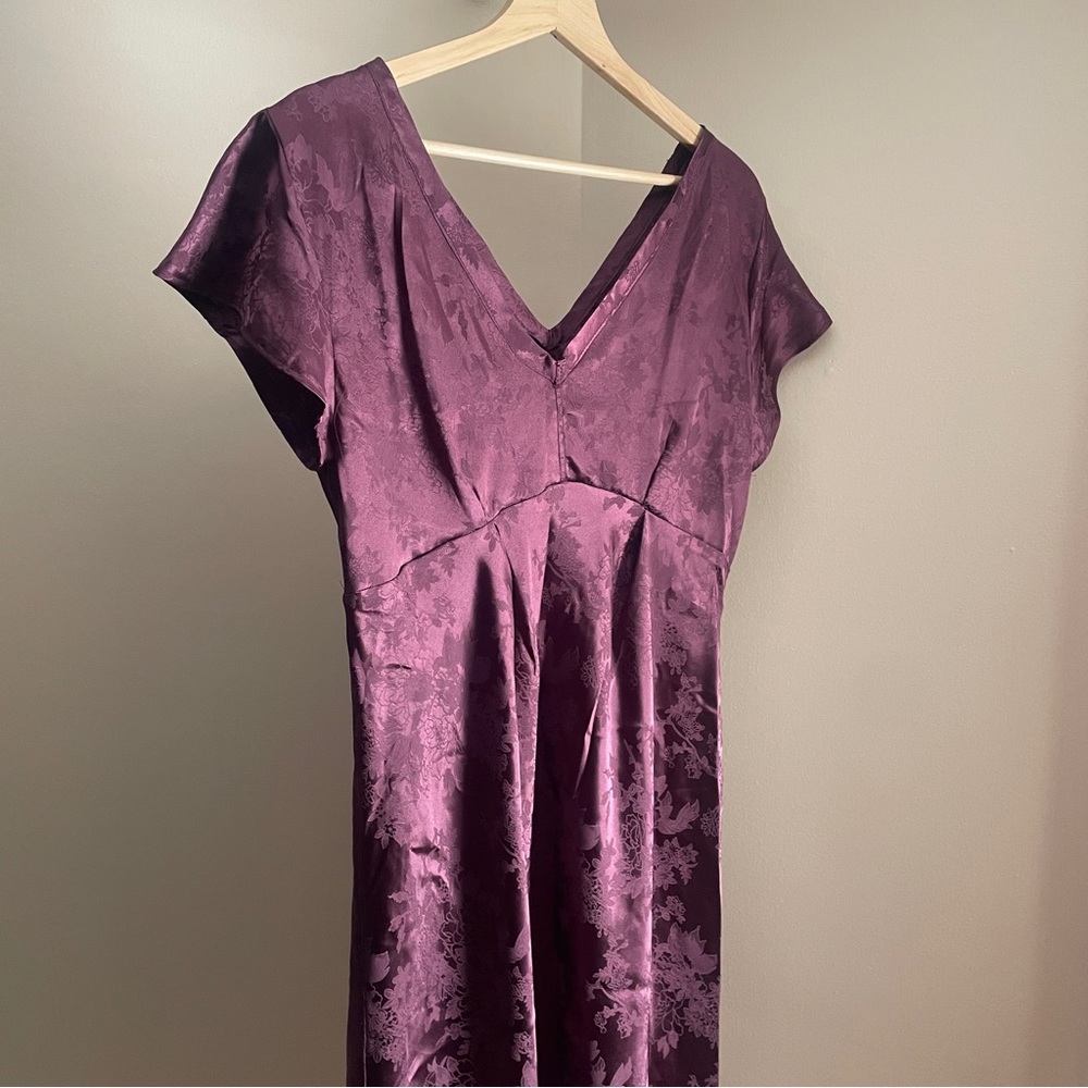Satin Mini Slip Dress Plum Floral